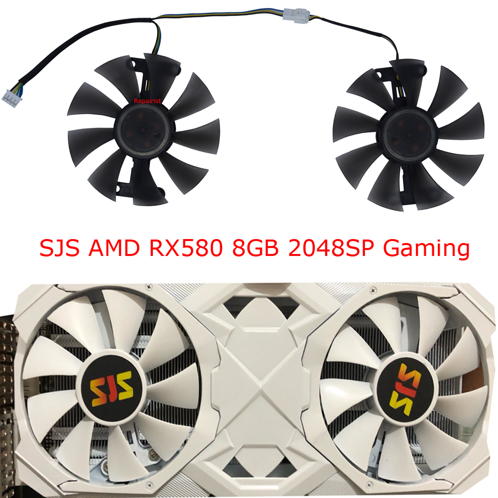 Rx 580 8Gb 2048Sp Gpu - 2Pcs/Set,Video Cards Fan,FL801512VB,GPU Cooler,For SJS AMD