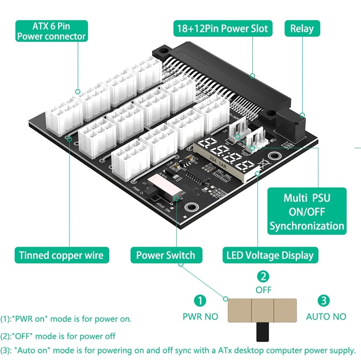 M05K 12 Ports PCIe 6Pin Connec - огляд і ціна 2400W Server Psu Breakout Board